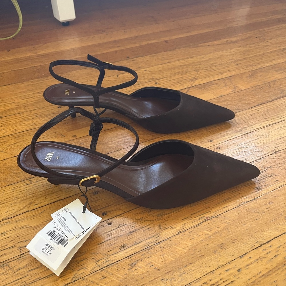 Zara NWT brown kitten heels 41